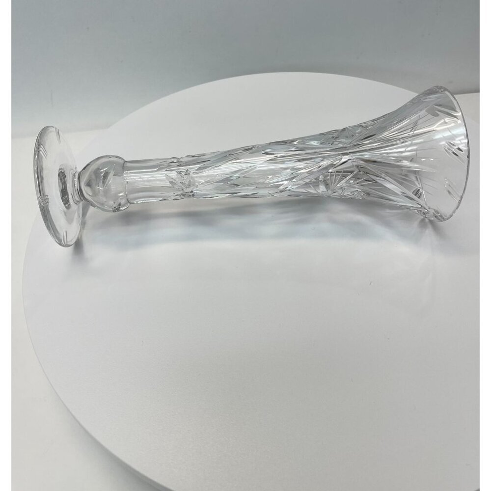 Clear Lead Crystal Flute Bud Vase with Starburst Pattern, Fluted Flower Vase - Picture 3 of 5
